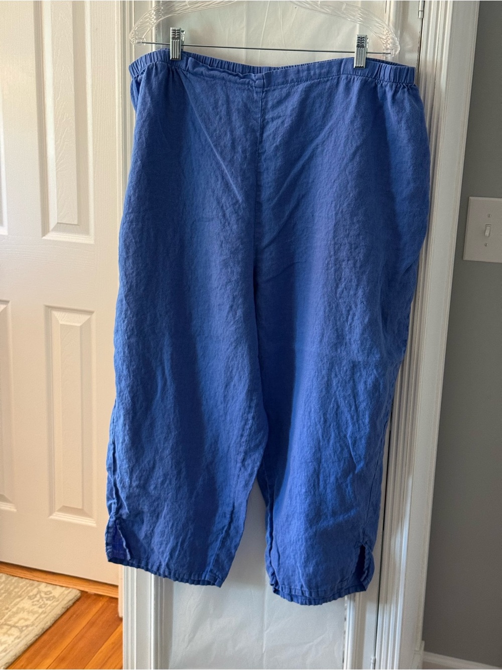 Flax Flat Front Cropped Linen Pants in Periwinkle Blue Size 2G